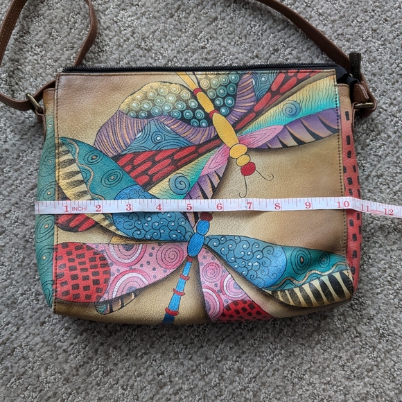 Anuschka hand painted dragonfly Cross body - Picture 5 of 11